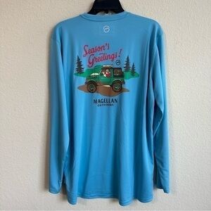 Magellan Outdoors Performance T-Shirt Fish Gear Santa Jeep Seasons Greetings NWT